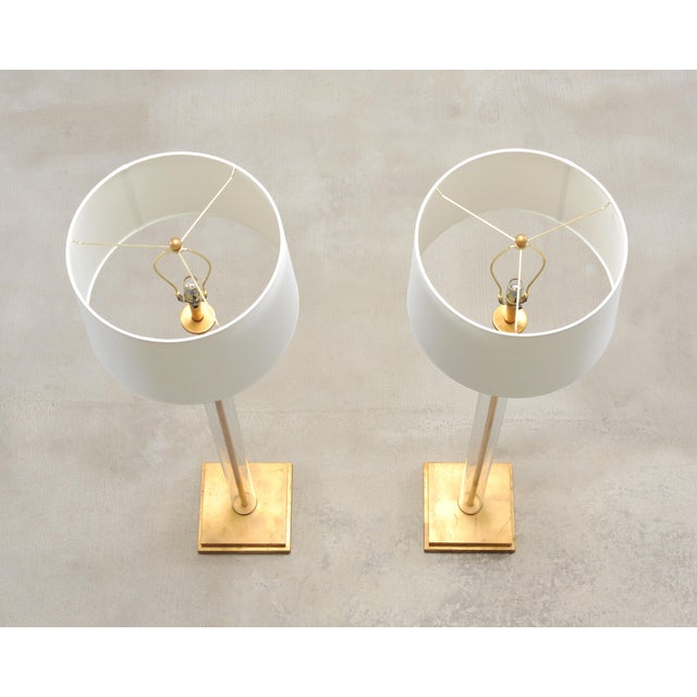 Charles Hollis Jones Pair of Charles Hollis Jones Style Lucite Column Floor Lamps For Sale - Image 4 of 17