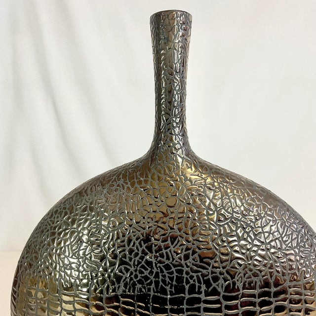 1980s Post Modern Contemporary Faux Reptile Ceramic Vase For Sale - Image 4 of 12