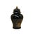 Asian Oriental Black Glaze Porcelain Temple Jar Golden Flower Graphic For Sale - Image 3 of 6