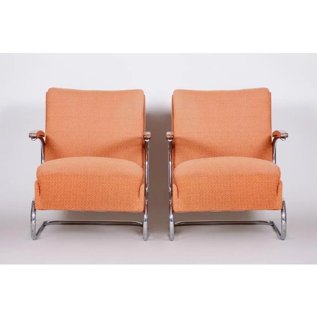 Bauhaus Set of Bauhaus Tubular Chrome Armchairs attributed to Mücke Melder, 1930s For Sale - Image 3 of 11