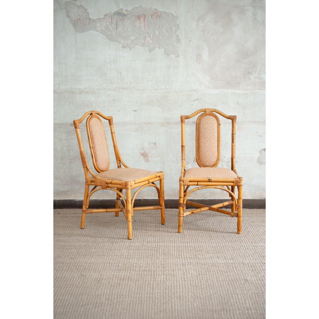 Vintage Italian Bamboo Chairs, 1980s, Set of 8, in Good conditions. Designed 1980 to 1989
