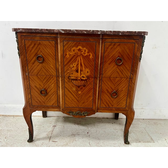 Marquetry Chest of Drawers with Projecting Top For Sale - Image 18 of 18