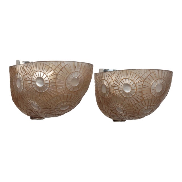 French Art Deco Wall Sconces by Simonet Freres 1920s France - A Pair For Sale