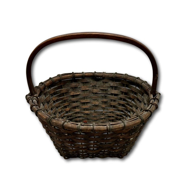 Great Authentic Antique Steel Wire & Ash Wood Splint Massachusetts Famous Ipswich Clam Diggers Gathering Basket For Sale - Image 15 of 18