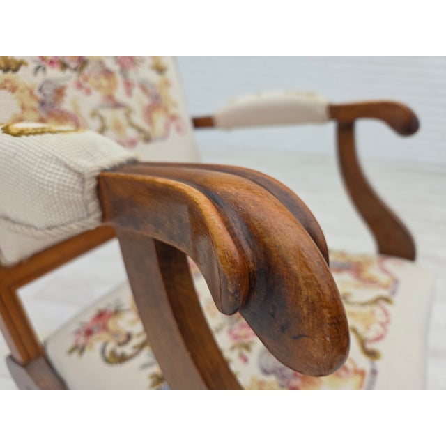 Danish Highback Rocking Chair in Handwoven Wool and Ash, 1930s For Sale - Image 4 of 18