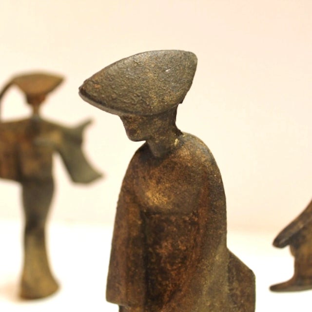 1950s Gilt Iron Geisha Figures | Set of 3 For Sale - Image 4 of 5
