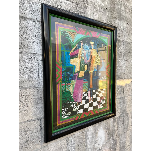 Illustration 1980s ArtDeco Revival Fashion Illustration Print Framed and Signed by the Artist For Sale - Image 3 of 18