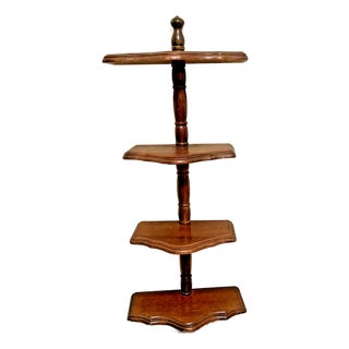 Vintage MCM Wooden 4 Tier Wall Mounted Hanging Display Shelf For Sale