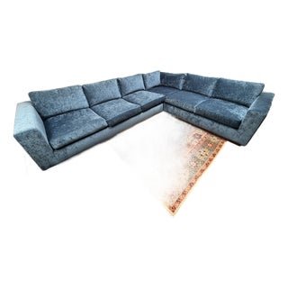 Black Label Home Bespoke Crushed Velvet Sectional, Teal For Sale