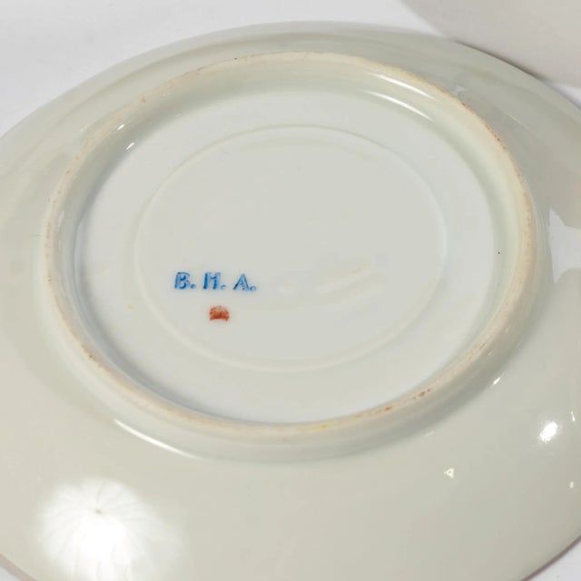 Early 20th Century Hand-Painted Porcelain Dessert Set Marked Bha- 37 Pieces For Sale - Image 9 of 10