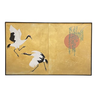 Don Nix Two-Panel "Cranes" Original Painting For Sale