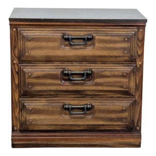 Vintage Classic Wooden 3-Drawer Dresser With Metal Handles For Sale