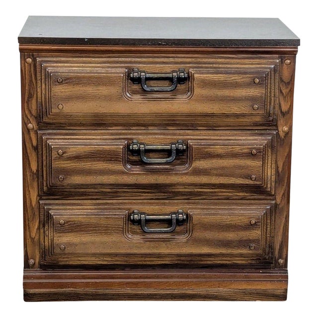 Vintage Classic Wooden 3-Drawer Dresser With Metal Handles For Sale