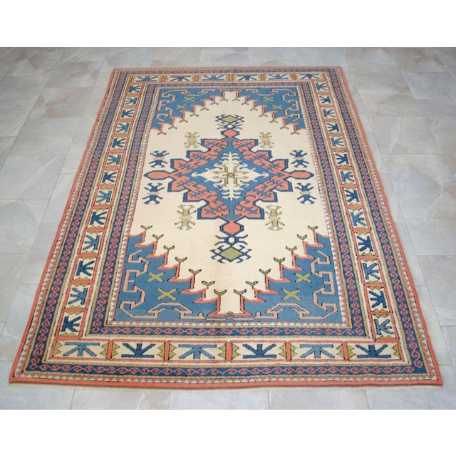 Textile 1980s Vintage Turkish Rug Hand Knotted Wool Area Rug - 6' X 8'4" For Sale - Image 7 of 14