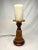 Victorian English Traditional Alabaster & Wood Small Table Lamp For Sale - Image 3 of 13