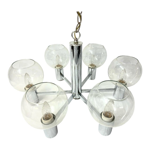 1960s Mid-Century Modern Chrome Sputnik Style Chandelier For Sale