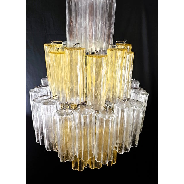 Vintage Amber and Crystal Murano Glass Chandelier, 1980s For Sale - Image 11 of 13