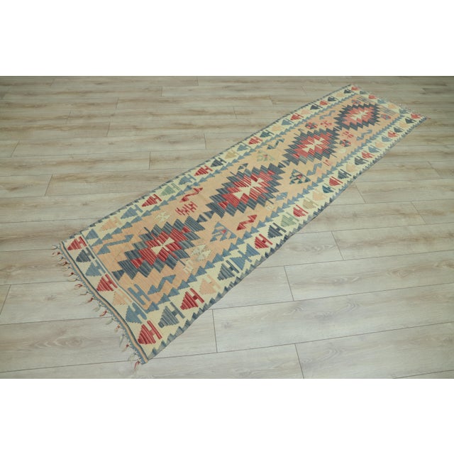 Rustic 1970s Southwetern Style Handmade Beige Kilim Runner Rug For Sale - Image 3 of 10