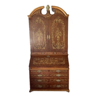 Egyptian Secretaire in Wood and Brass For Sale