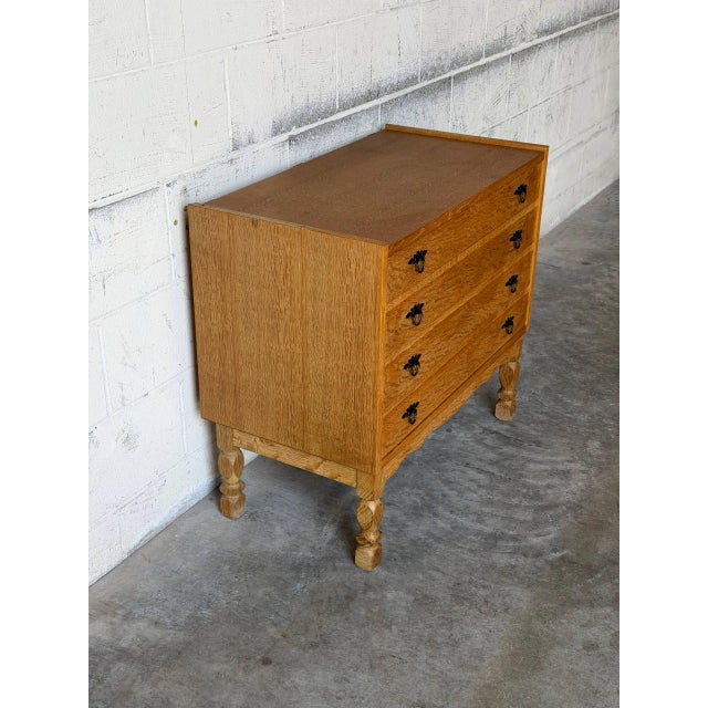 Oak Dresser With 4 Drawers Danish Mid-Century Modern 1960s For Sale - Image 10 of 11