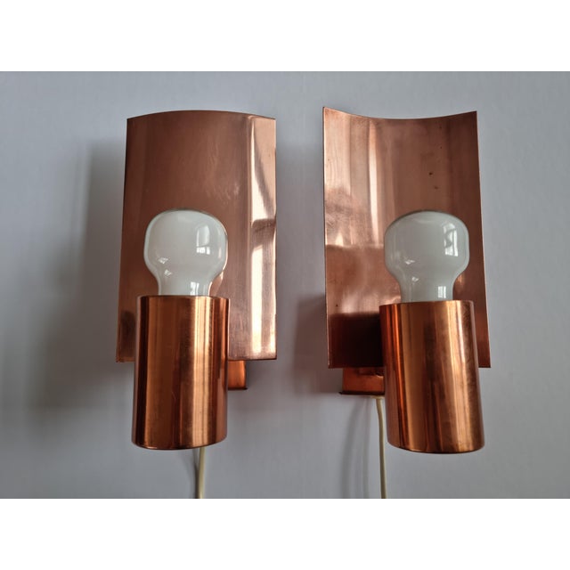 Mid-Century Copper Wall Lamps, Denmark, 1968, Set of 2 For Sale - Image 6 of 18