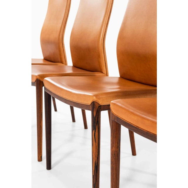 Very rare set of 8 dining chairs designed by Helge Vestergaard Jensen. Produced by P. Jensen & Co. Cabinetmakers in...