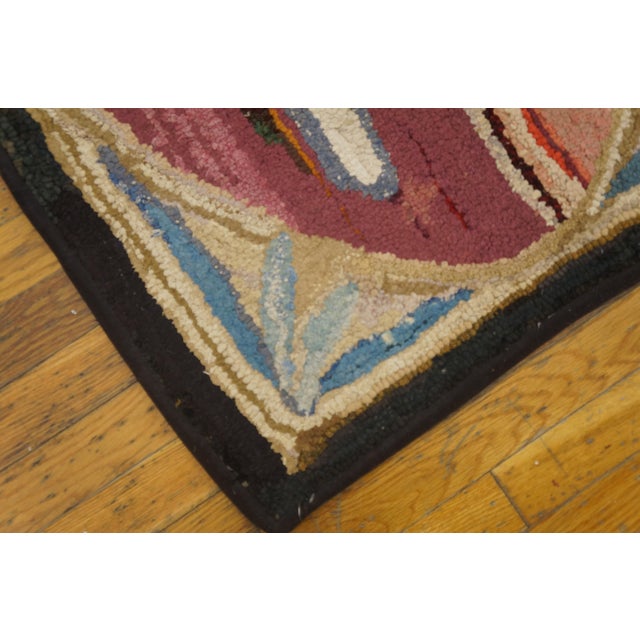 1930s Rose Antique Animal Pictorial Folk Art American Hooked Rug2'2" X 3'4" Handknotted Wool Carpet For Sale - Image 4 of 6