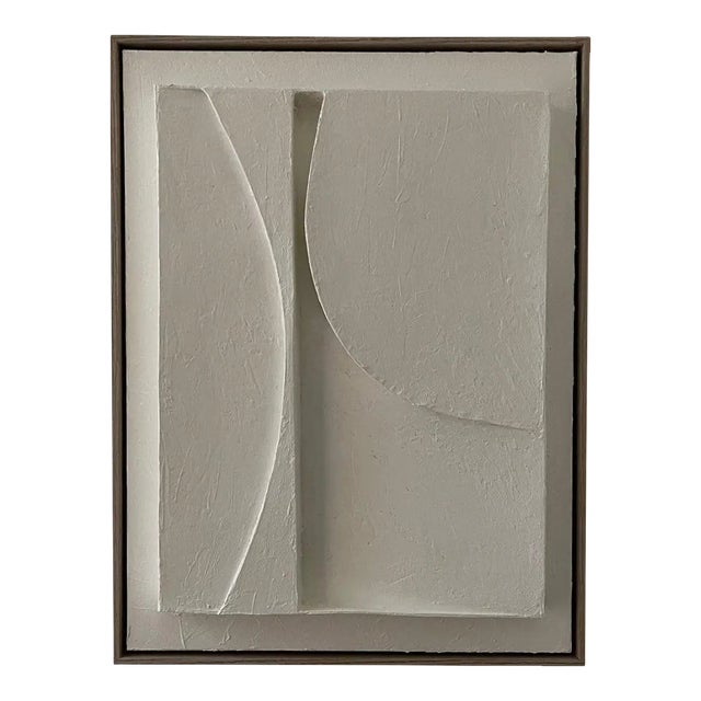 Contemporary Minimalist Abstract Plaster Relief Painting, Framed For Sale