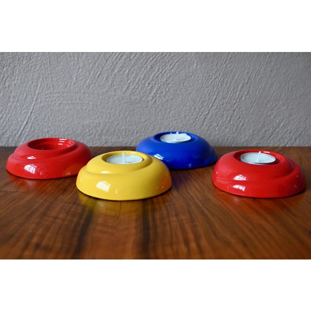 Glazed Ceramic Candleholders from Scheurich, 1980s, Set of 4 For Sale - Image 3 of 6