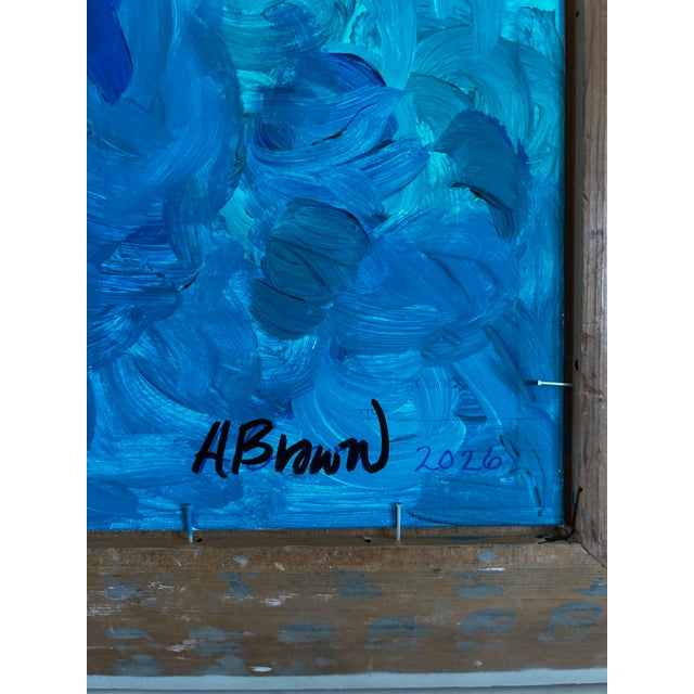 2020s Contemporary Original Alexandra Brown Pop Floral Still Life Painting Chunky Vintage Frame For Sale - Image 5 of 5
