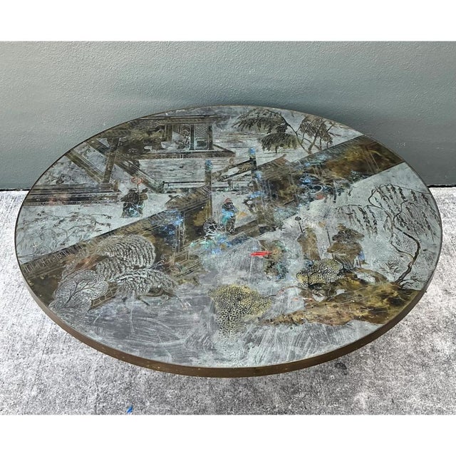 Vintage Phillip and Kelvin Laverne Etched Bronze Coffee Table For Sale - Image 14 of 15