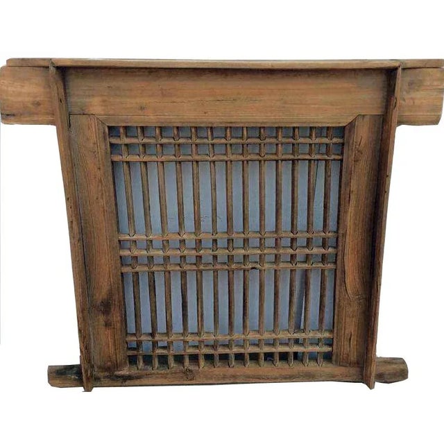 Chinese 19th Century Asian Antique Reclaimed Solid Elm Screen Window For Sale - Image 3 of 4