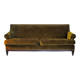 Vintage Velvet Sofa • Classic Custom Upholstered For Sale