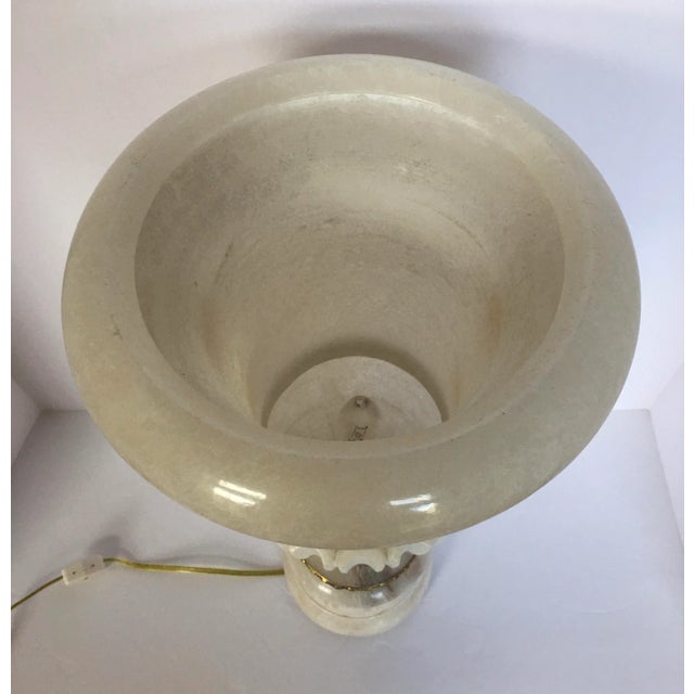 Vintage Tall Carved Alabaster Marble and Bronze Urn Table Lamp For Sale - Image 9 of 12