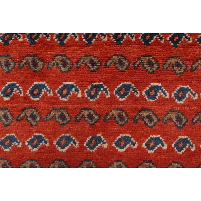 Red Mahal Runner 3’9” X 10′ Red Wool Vintage Tribal Hand-Knotted Oriental Rug For Sale - Image 8 of 13