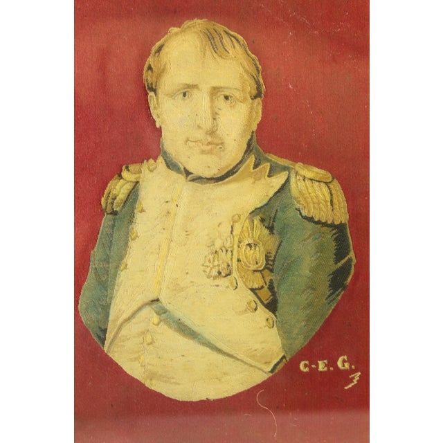 Early 19th Century Christophe-Elie Gantillon Silk Work Portrait of Napoleon I, Framed For Sale - Image 4 of 12
