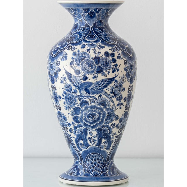Vintage Delft Blue and White Hand-Painted Ceramic Table Lamp from Velsen, 1950s For Sale - Image 4 of 18