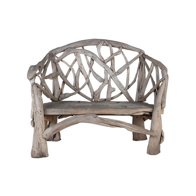 Late 20th Century Late 20th Century Outdoor Bench With Woven Teak Limbs For Sale - Image 5 of 7