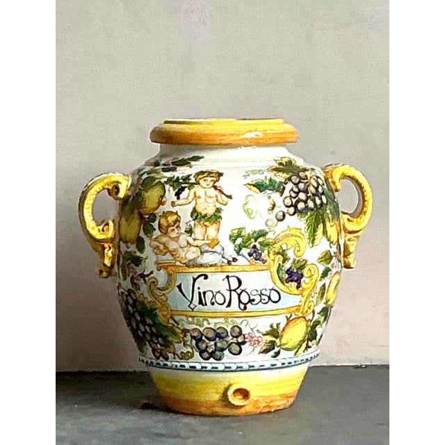 Late 20th Century Vintage Italian Glazed Ceramic Lemon Urn For Sale - Image 5 of 5