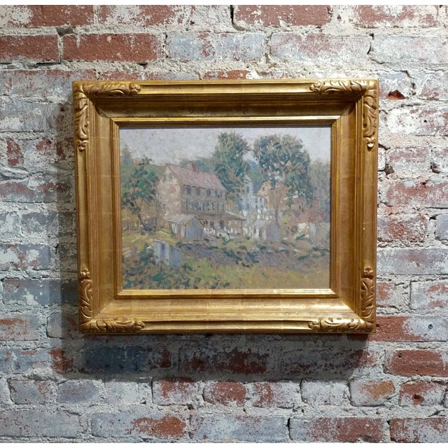 Edwin Roscoe Shrader -Rural Farmhouse - Oil Painting -California Pointillism For Sale - Image 10 of 10