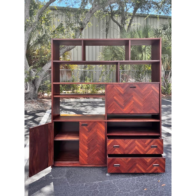 Mid Century Danish Modern Herringbone Room Divider or Dry Bar For Sale In Tampa - Image 6 of 18