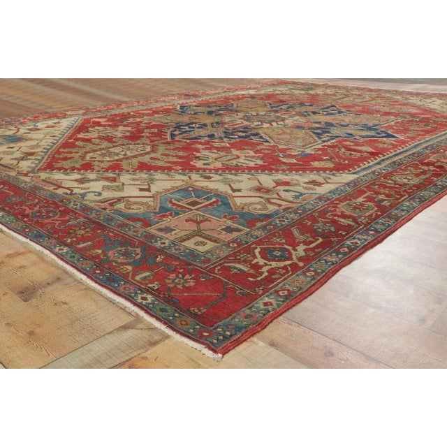 Early 20th Century Antique Persian Serapi Rug, 09'05 X 12'04 For Sale - Image 5 of 8