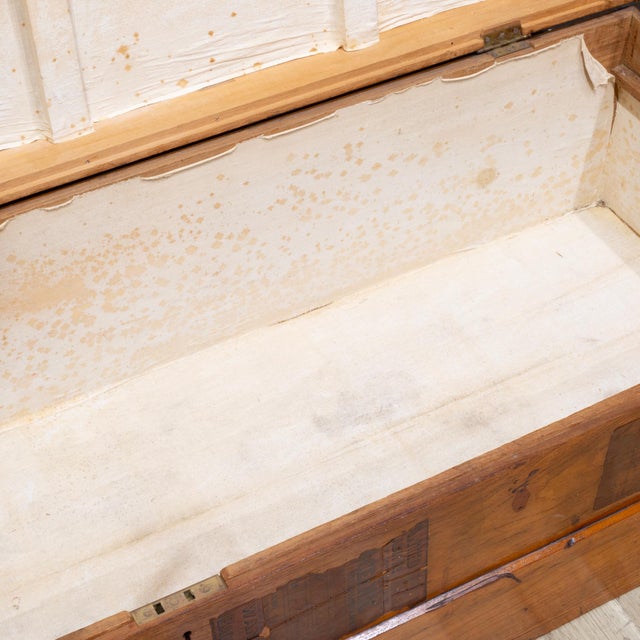 19th C. Monogrammed Travel Blanket Chest Trunk For Sale - Image 12 of 14