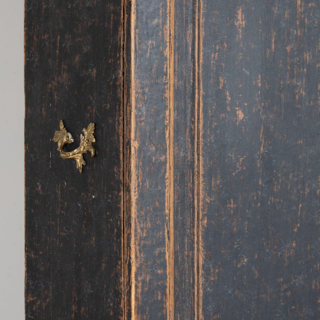Late 18th Century Swedish Rococo Black Painted Pine Wedding Cabinet For Sale - Image 10 of 18
