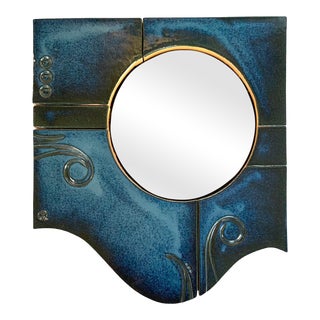 Late 20th Century Handcrafted Ceramic Wall Mirror For Sale