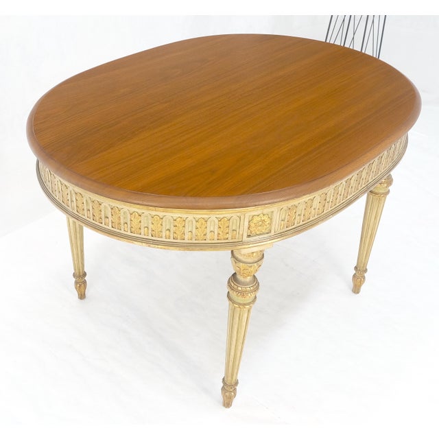 French Gold Gilt Fine Carved 48" Walnut Oval Top Dining Center Table Stunning! For Sale - Image 4 of 14