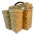 1980s Vintage Boho Chic Coastal Arts & Crafts Woven Maple Slat Wine Picnic Basket For Sale