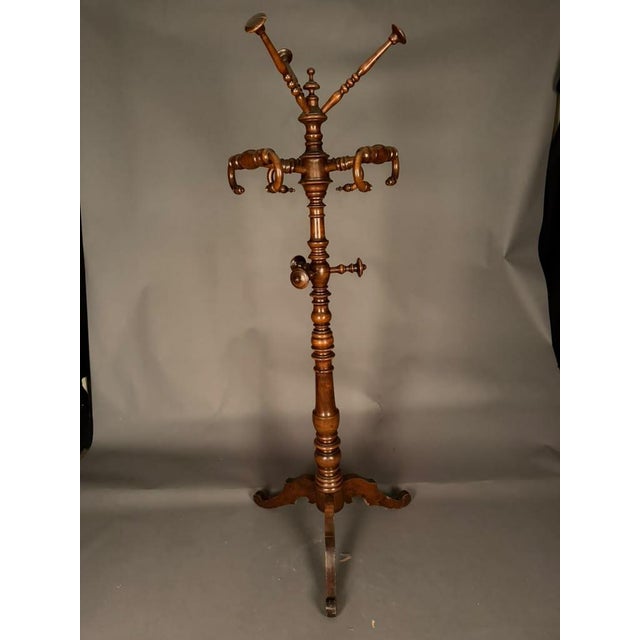 19th Century Italian Walnut Hall Tree / Rotating Coat Rack From Piedmont, Circa 1830 For Sale - Image 11 of 13