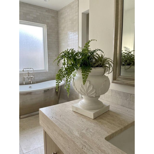 Neoclassical Style Cast Resin Cache Pot With Acanthus Leaf Detail For Sale In West Palm - Image 6 of 11
