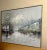 Mid century Modern Abstract Chicago Cityscape Signed Oil Painting by Lee Reynolds Huge Measures: 60 inches wide x 48 1/2"...